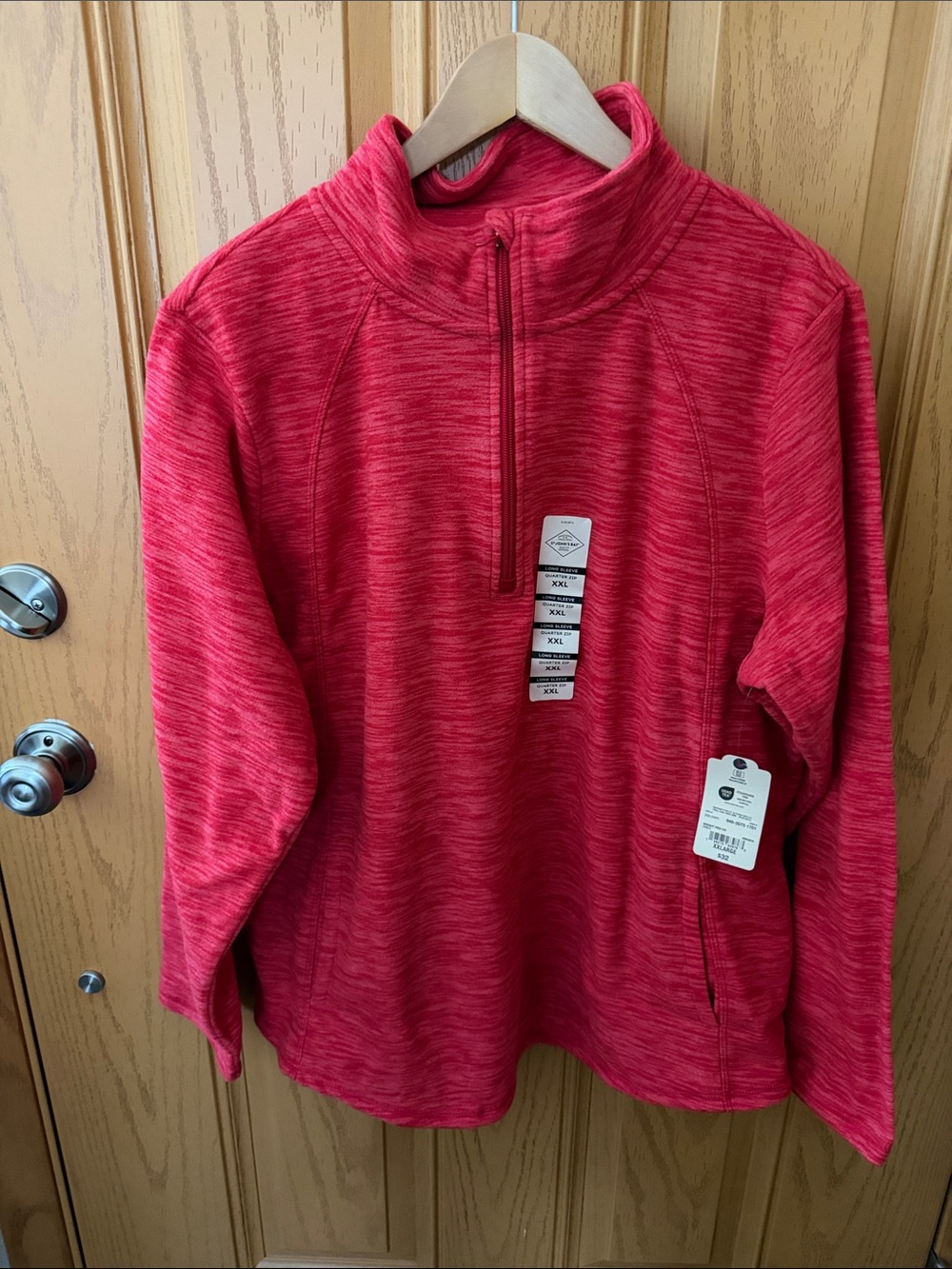 Men's St. John’s Bay Red Heather Quarter-Zip Pullover Sweater